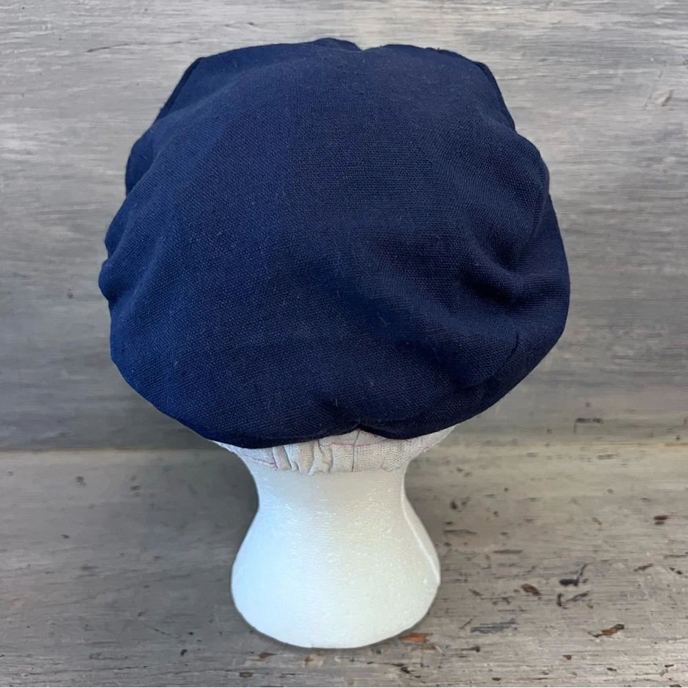 Claire’s Navy Blue Embroidered Front‎ Newsboy Cap Hat Size S/M Good Condition